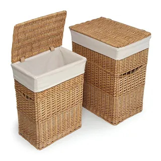 Badger Basket Set of 2 Hampers With Liners - Natural