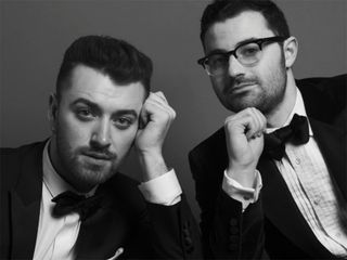Sam Smith Jimmy Napes Posing At The Golden Globes 2016