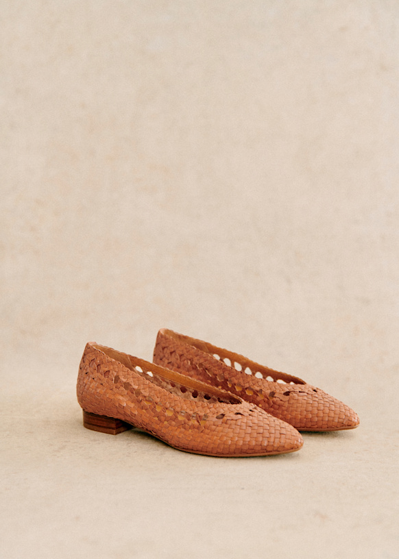 Anya Low Ballerinas - Smooth Camel Braided - Vegetable-Tanned Smooth Goatskin Leather - Sézane