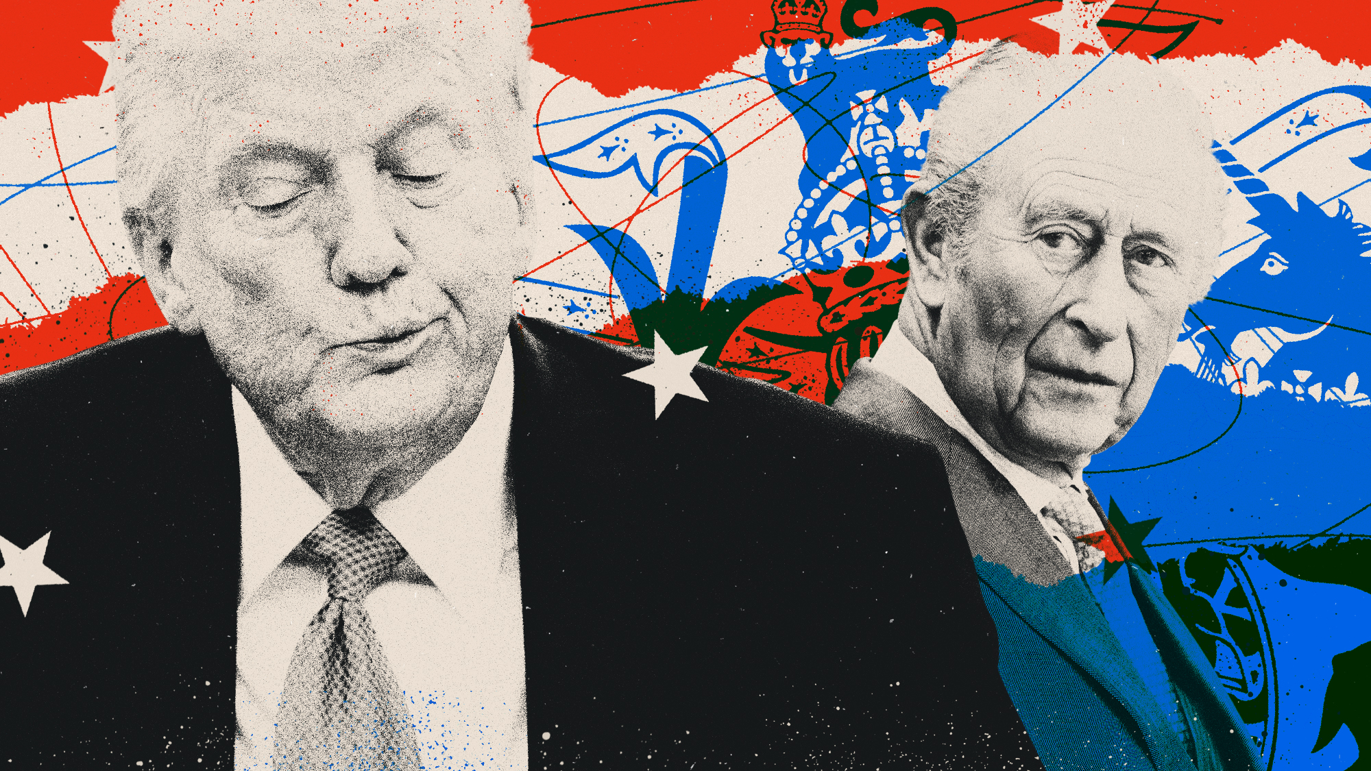 Illustration of Donald Trump and King Charles