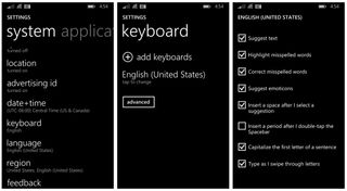 Windows Phone 8.1 Keyboard Settings