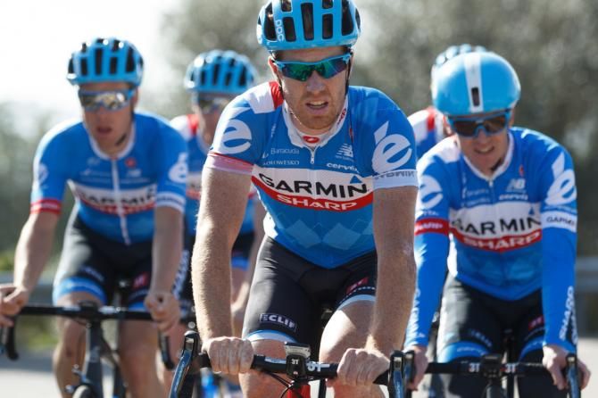 Tyler Farrar (Garmin-Sharp) leads one of the training rides