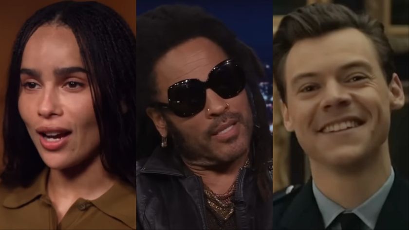 Zoe Kravitz, Lenny Kravitz and Harry Styles side by side