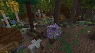 Minecraft mods - BetterMC modpack shows off an amethyst golem in one of its updated villages