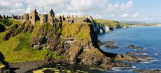 Dunluce Castle, mediaeval ruin between Portrush and Bushmills on North Antrim Coast Road, County Antrim, Northern Ireland