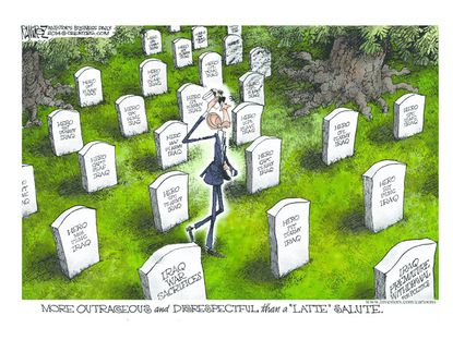 Obama cartoon U.S. salute Iraq war world