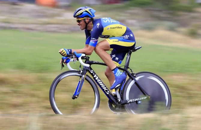 Alberto Contador (Saxo-Tinkoff) set the fastest times through the three intermediate splits, but would have to settle for second place on the day to Chris Froome.