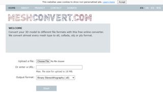 Meshconvert website screenshot