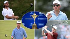 The Ryder Cup in the middle, with four players around it