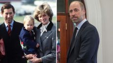 A composite of a picture of King Charles and Princess Diana holding William in 1983 and a picture of Prince William in September 2026