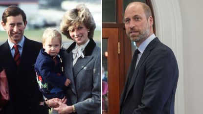 A composite of a picture of King Charles and Princess Diana holding William in 1983 and a picture of Prince William in September 2026