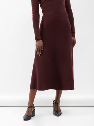 Freddie high-rise wool-blend midi skirt