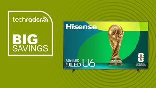 Hisense U65QF on green background