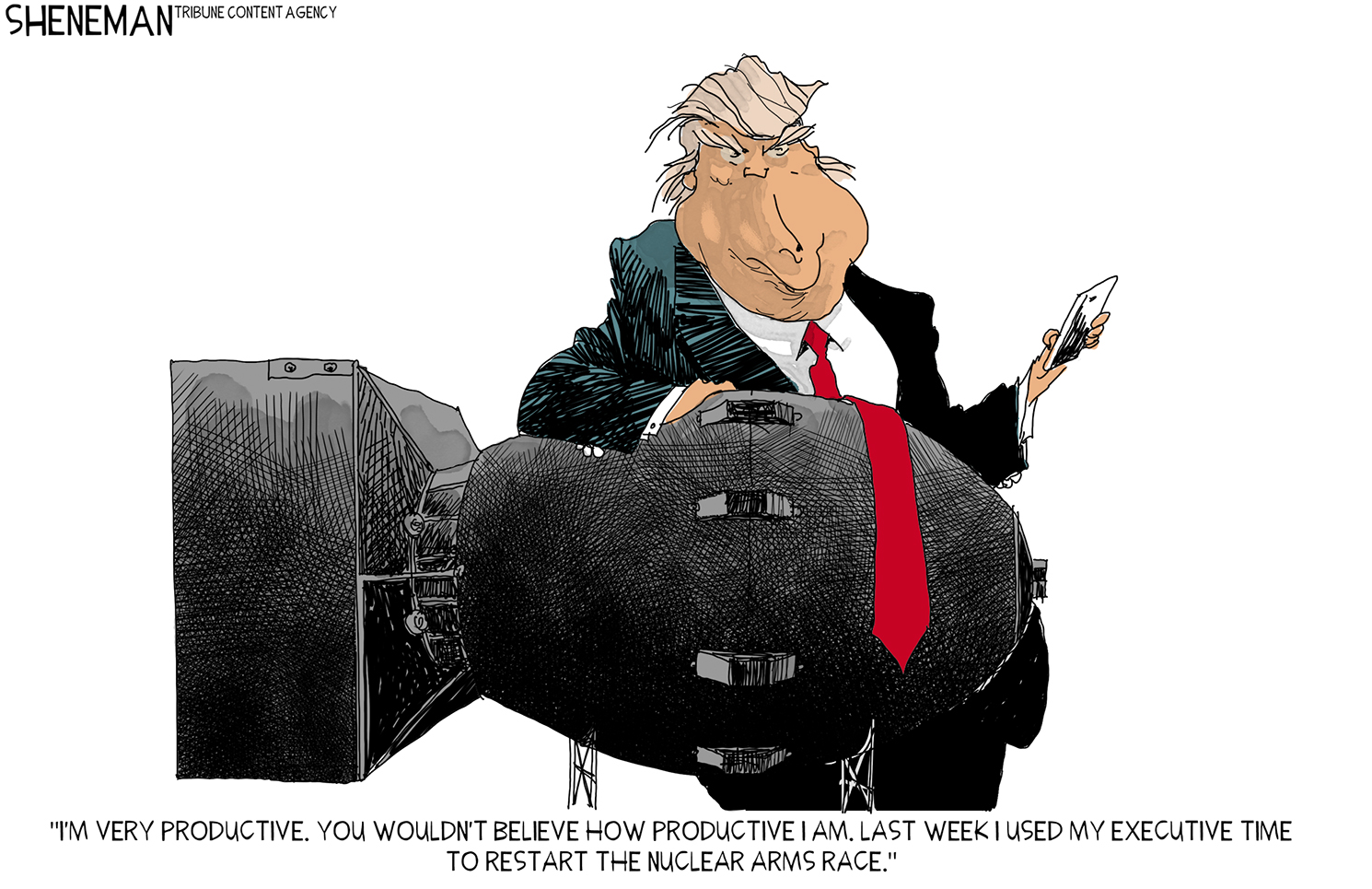 Political Cartoon U.S. Trump Nuclear Arms executive time | The Week