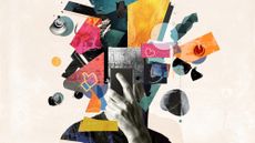 Abstract art depicting a person looking at their cellphone 