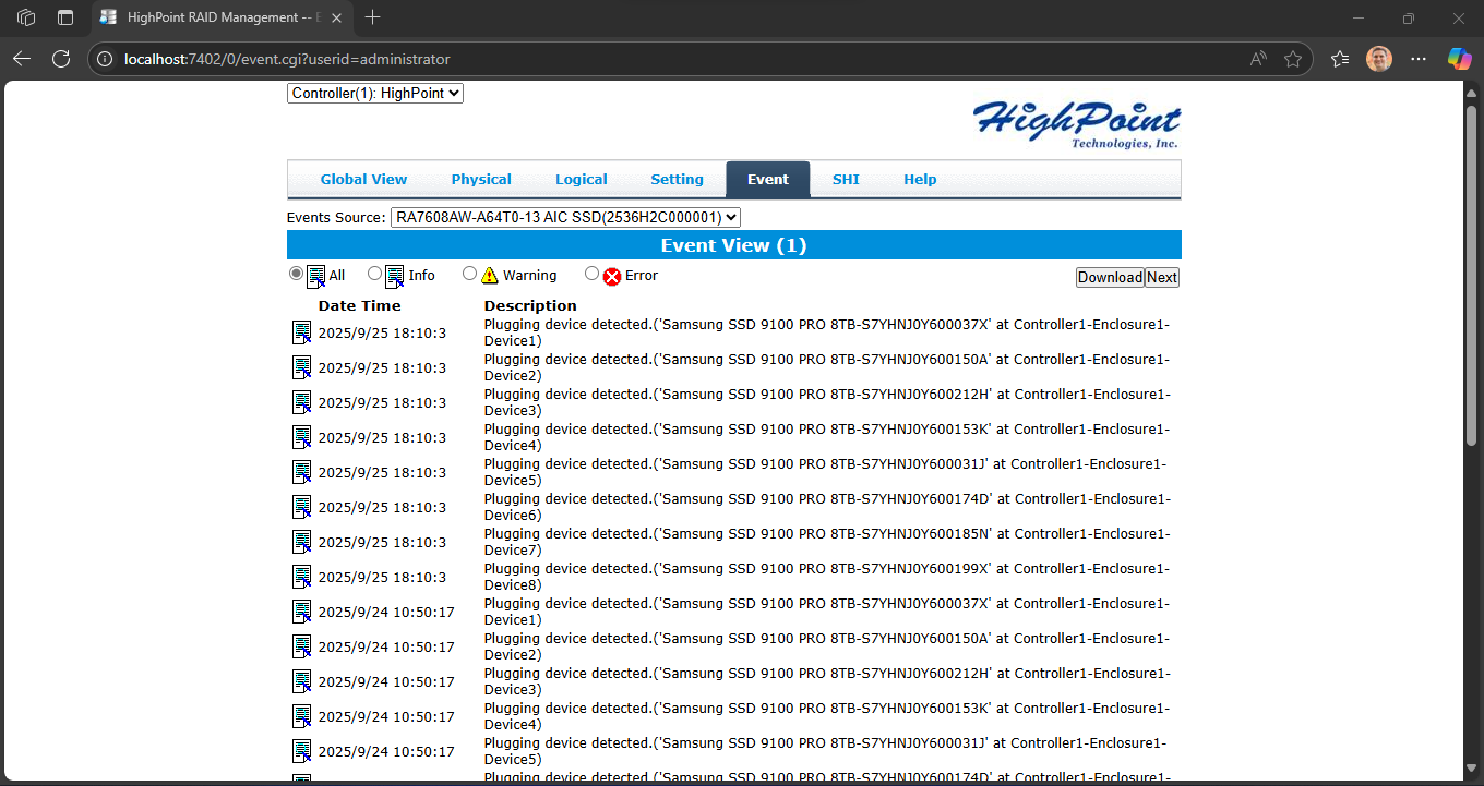 HighPoint RocketAIC 7608AW