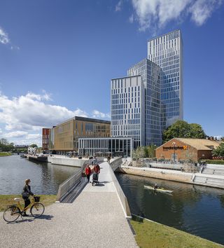 Malmö Live, a cultural centre by Schmidt Hammer Lassen is a collection of rectilinear volumes accommodating a concert hall, congress and hotel complex