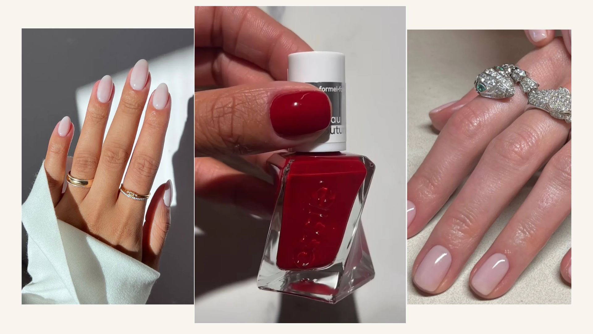 A collage of Essie manicures