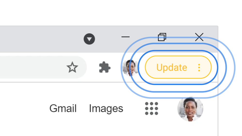 Botón de actualización codificado por colores de Google Chrome
