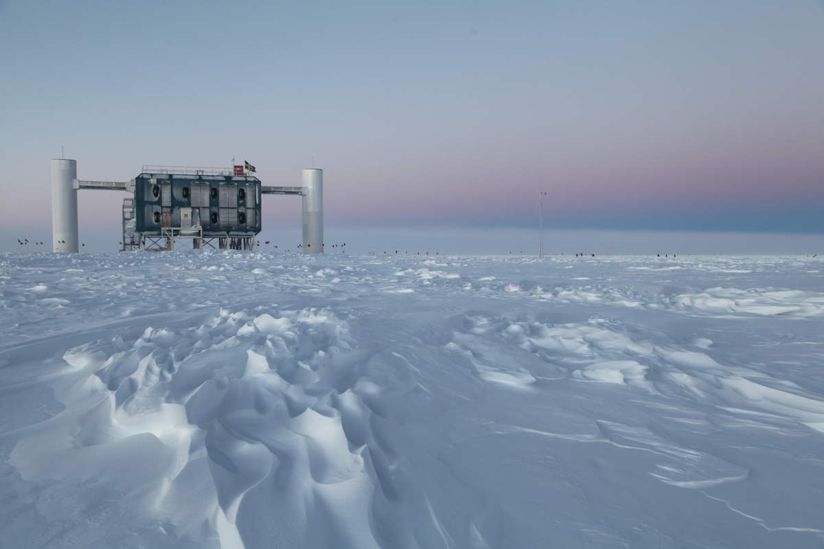 The IceCube Laboratory at the Amundsen-Scott South Pole Station in Antarctica is the world's largest neutrino detector. Its computers collect raw data on neutrino activity from sensors in the ice that look for light emitted when neutrinos strike.