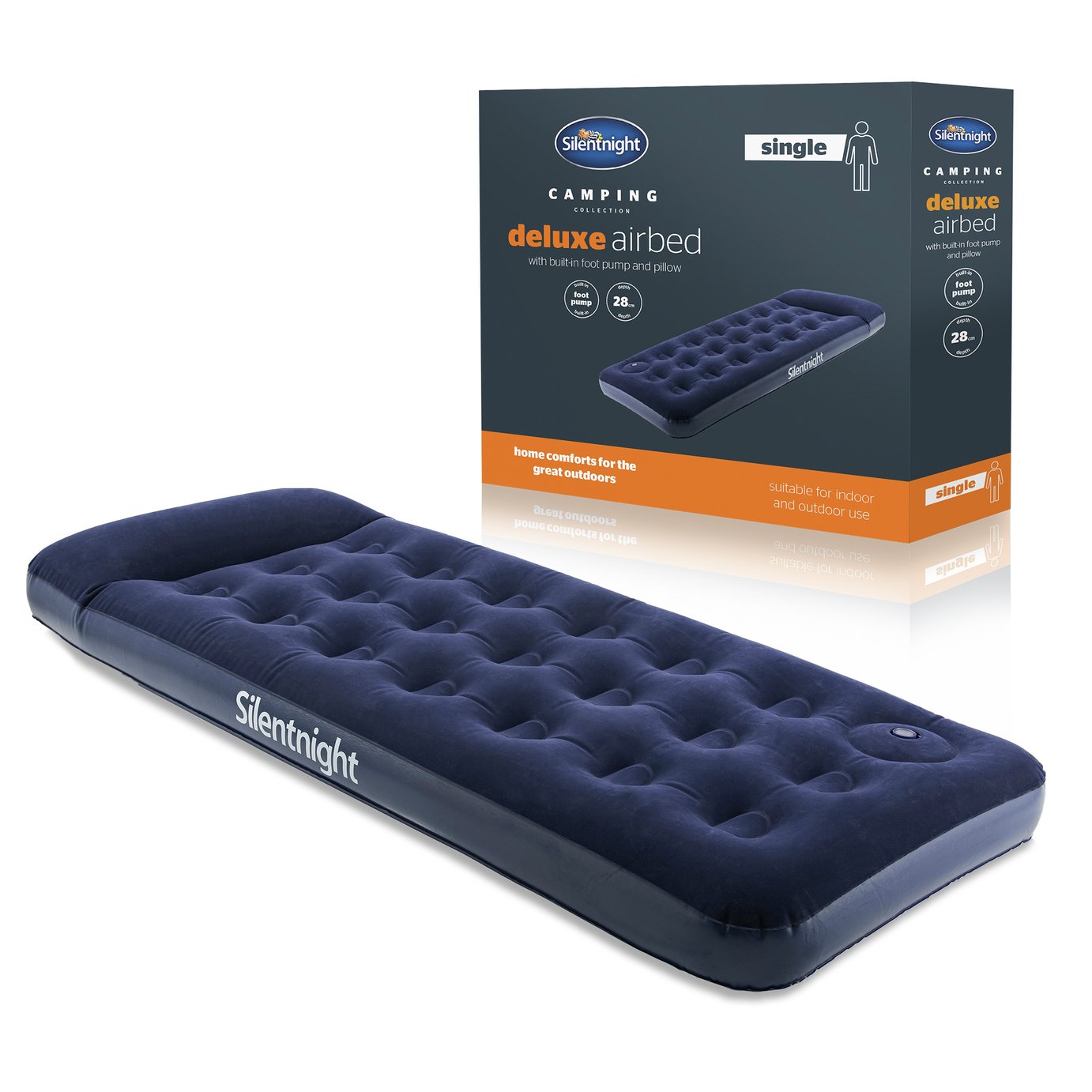 Silentnight Single Airbed With Foot Pump and Pillow