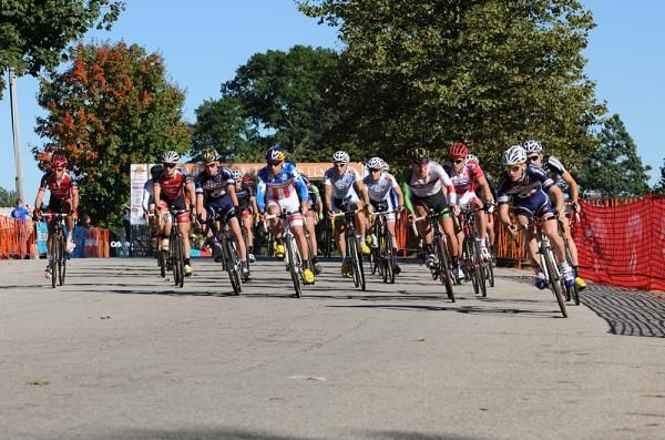 The men's field gets underway.