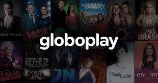 Globoplay logo with TV show collage in the background