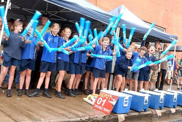 School children cheer on the Crocodile Trophy racers