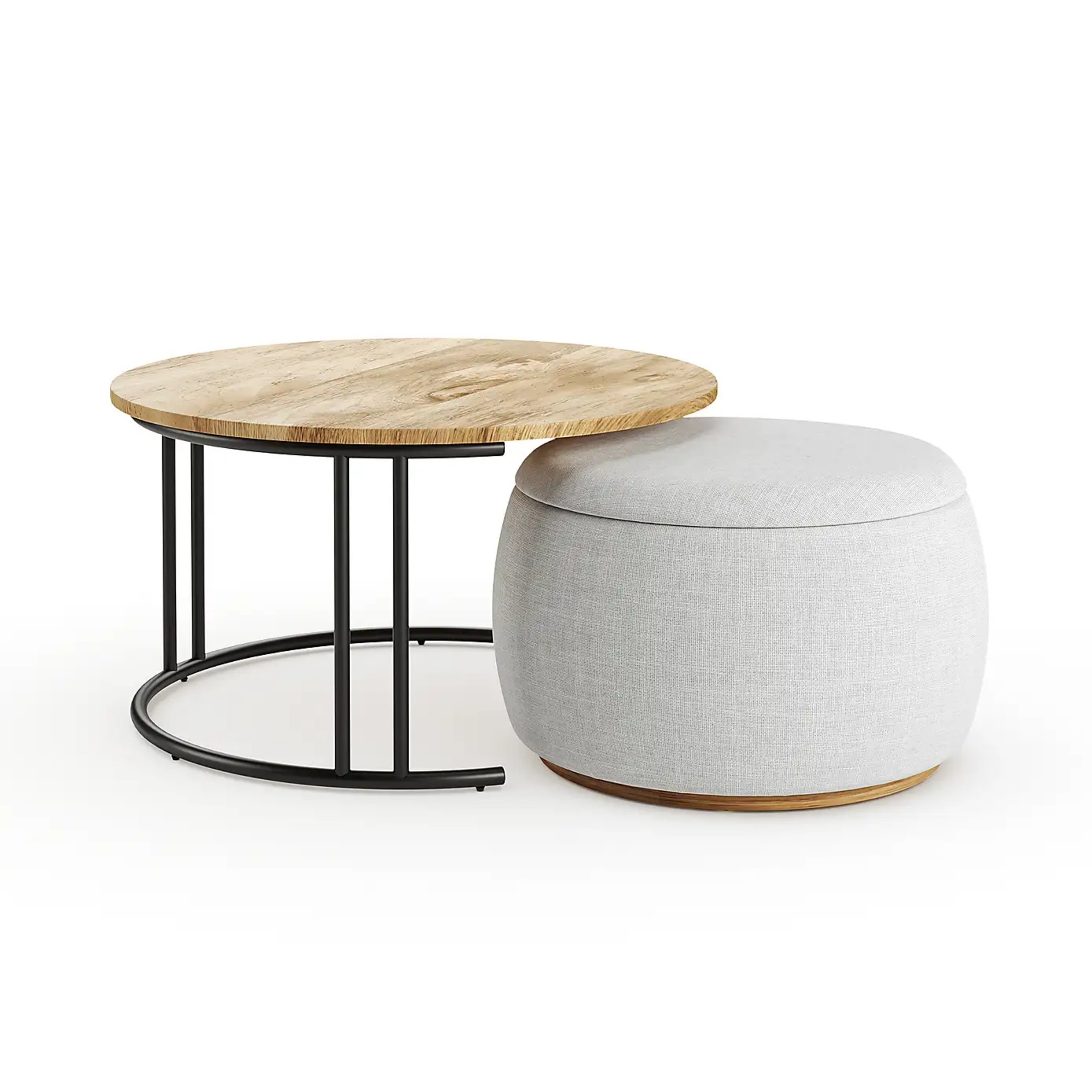 Dunelm Bryant Upholstered Pouffe Coffee Table Nest