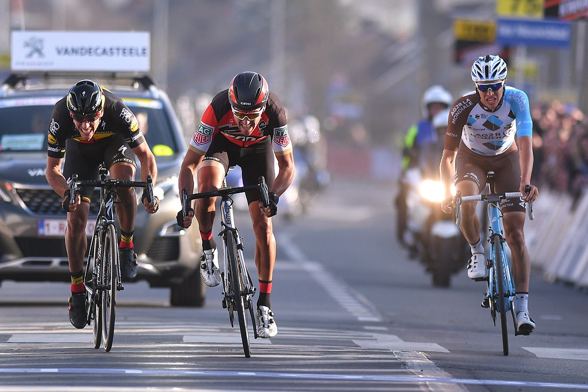 The sprint in the 2017 E3 Harelbeke