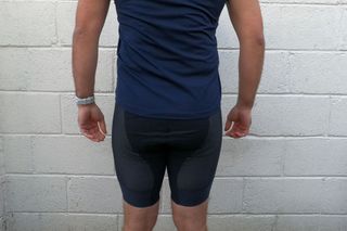 Image shows a rider wearing the dhb Aeron Turbo shorts.