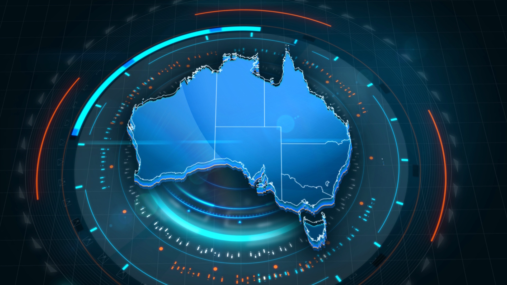 Illustration of the map of Australia surrounded by wireless connections.