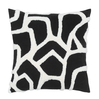 black and white shearling pillow