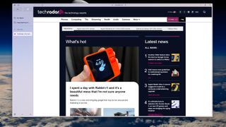 The techradar homepage in the new Arc browser