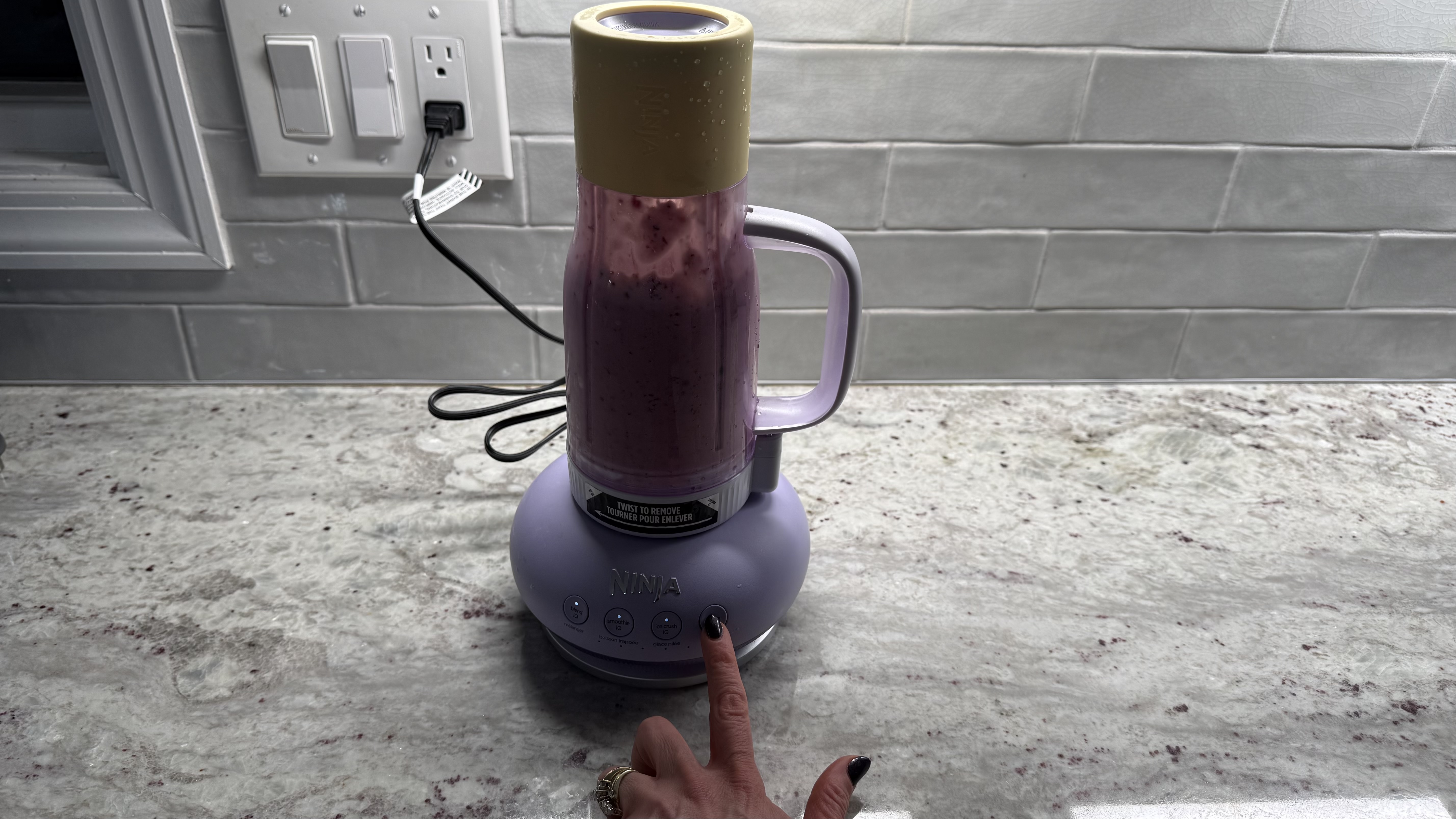 Ninja BlendBOSS&trade; Tumbler Blender with 26oz Travel Tumbler making pasta sauce