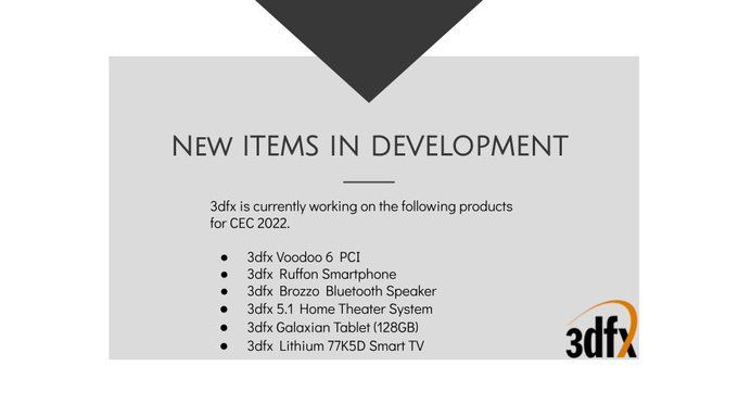 Alleged 3dfx Q3 2021 Announcements