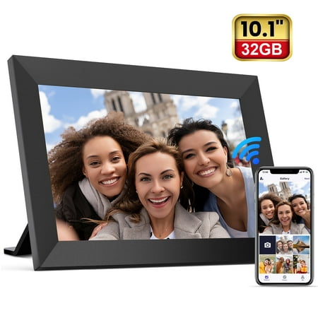 Frameo 10.1” Wifi Digital Picture Frame With Ips Touchscreen, 32gb Storage, Micro Sd, Auto-Rotate, Slideshow, Share Photos Instantly Via App, Perfect Gift for Family & Friends