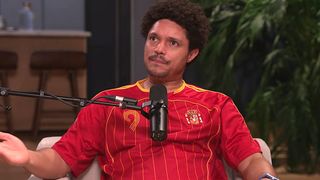 Trevor Noah is shown on his What Now? podcast.