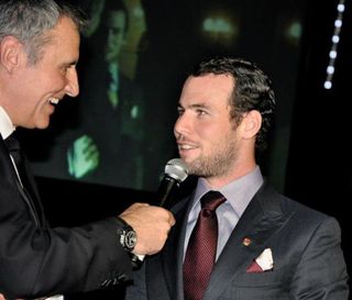 Mark Cavendish (r) at the Action Medical Research charity dinner in November 2011.