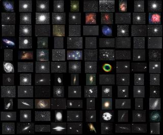 A gallery of all 110 deep-sky objects in the Messier list, starting with the supernova remnant Messier 1 at upper left: The collection includes a sampling of nearly every type of deep-sky object, such as galaxies, nebulas and star clusters. Images like these are a helpful preview of what you will see in a telescope, although your eyes won't detect the colors.