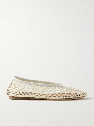 Alba Leather-Trimmed Crocheted Ballet Flats