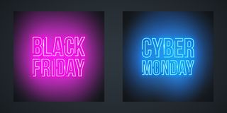 Black Friday Sale and Cyber Monday Sale neon promotional signs