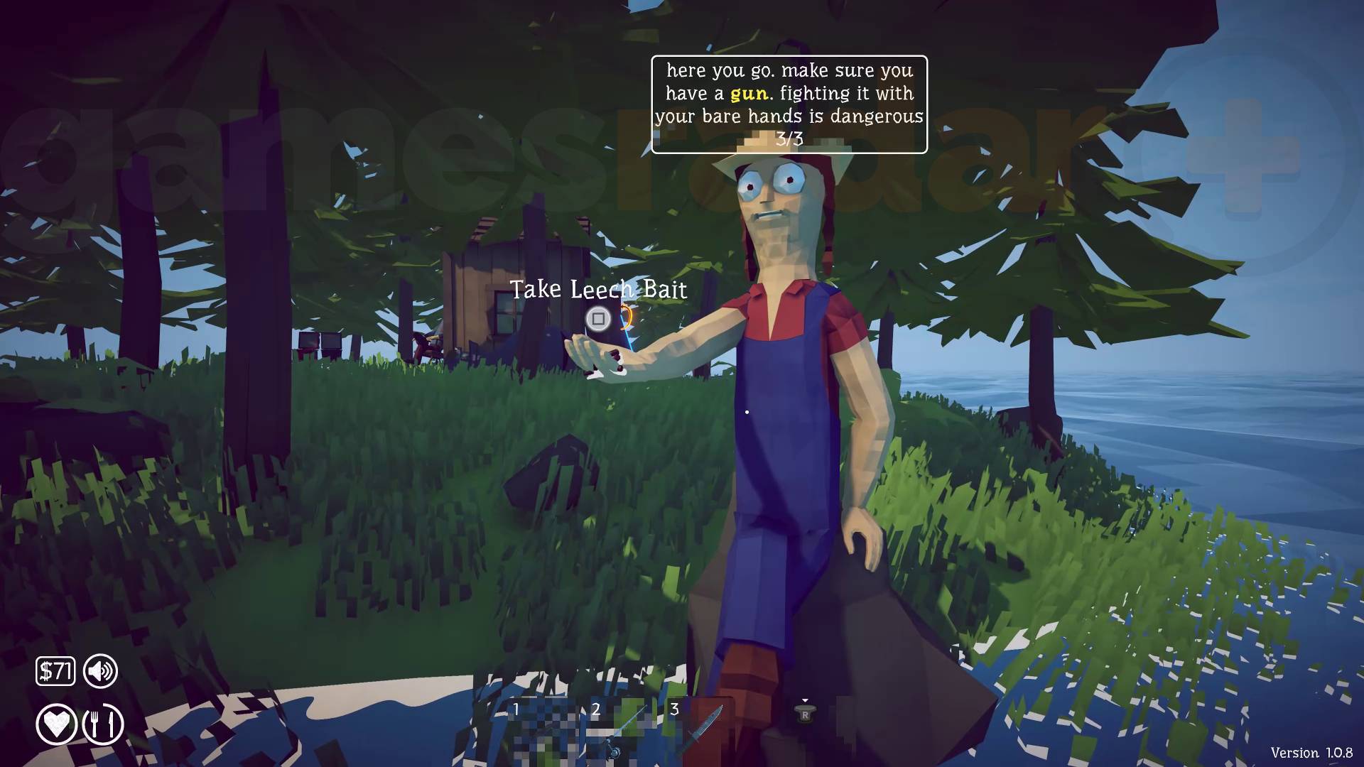 How to Fish walkthrough woman giving player leech bait
