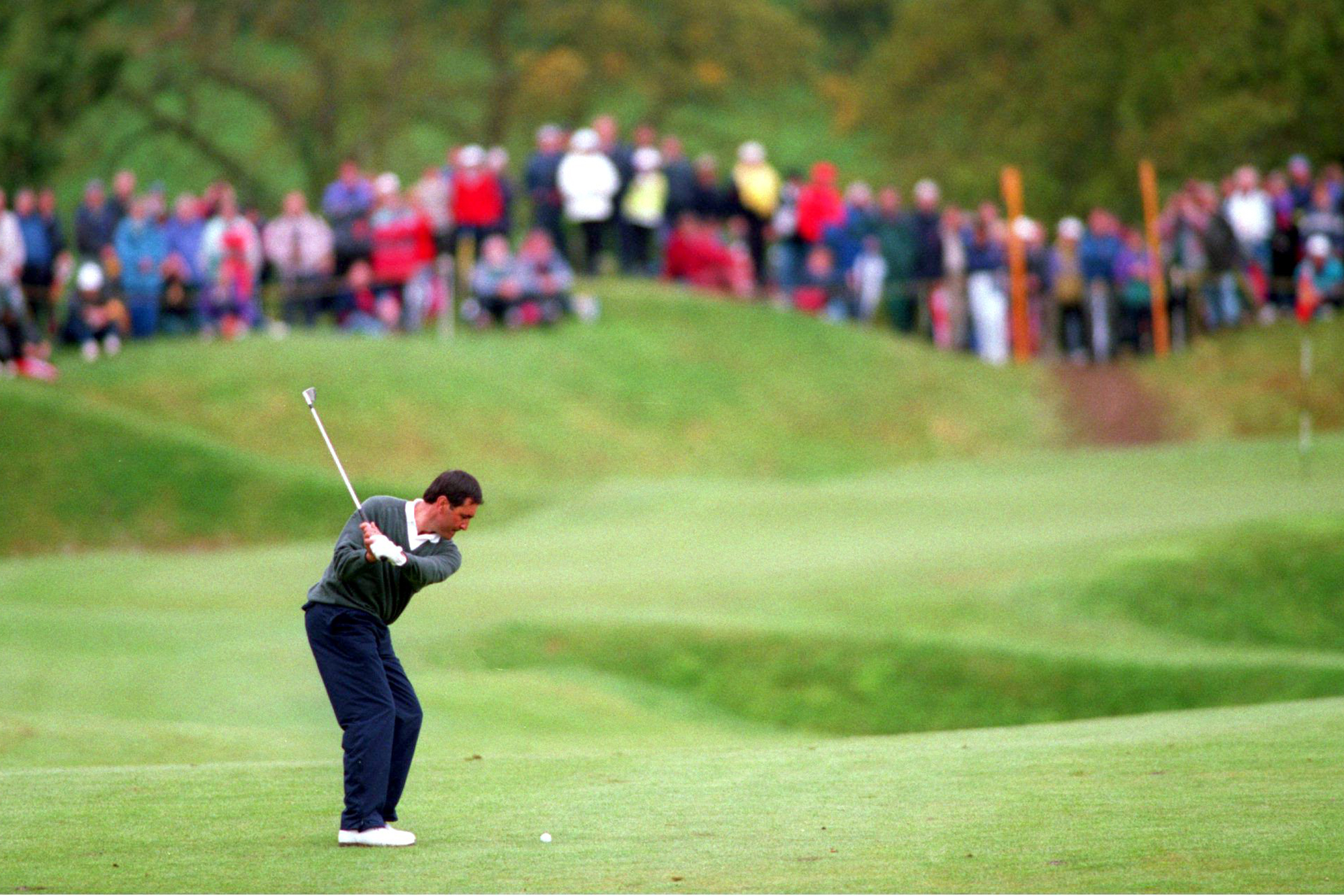 Seve Ballesteros hitting an iron shot demonstrating perfect wrist and grip action