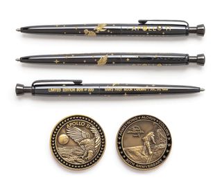 Fisher Space Pen's Apollo 11 50th Anniversary Astronaut Pen and Coin Set celebrates the first moon landing.