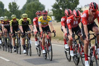 Race leader Jai Hindley enjoys the protection of his Sunweb teammates during stage 3 of the 2020 Herald Sun Tour