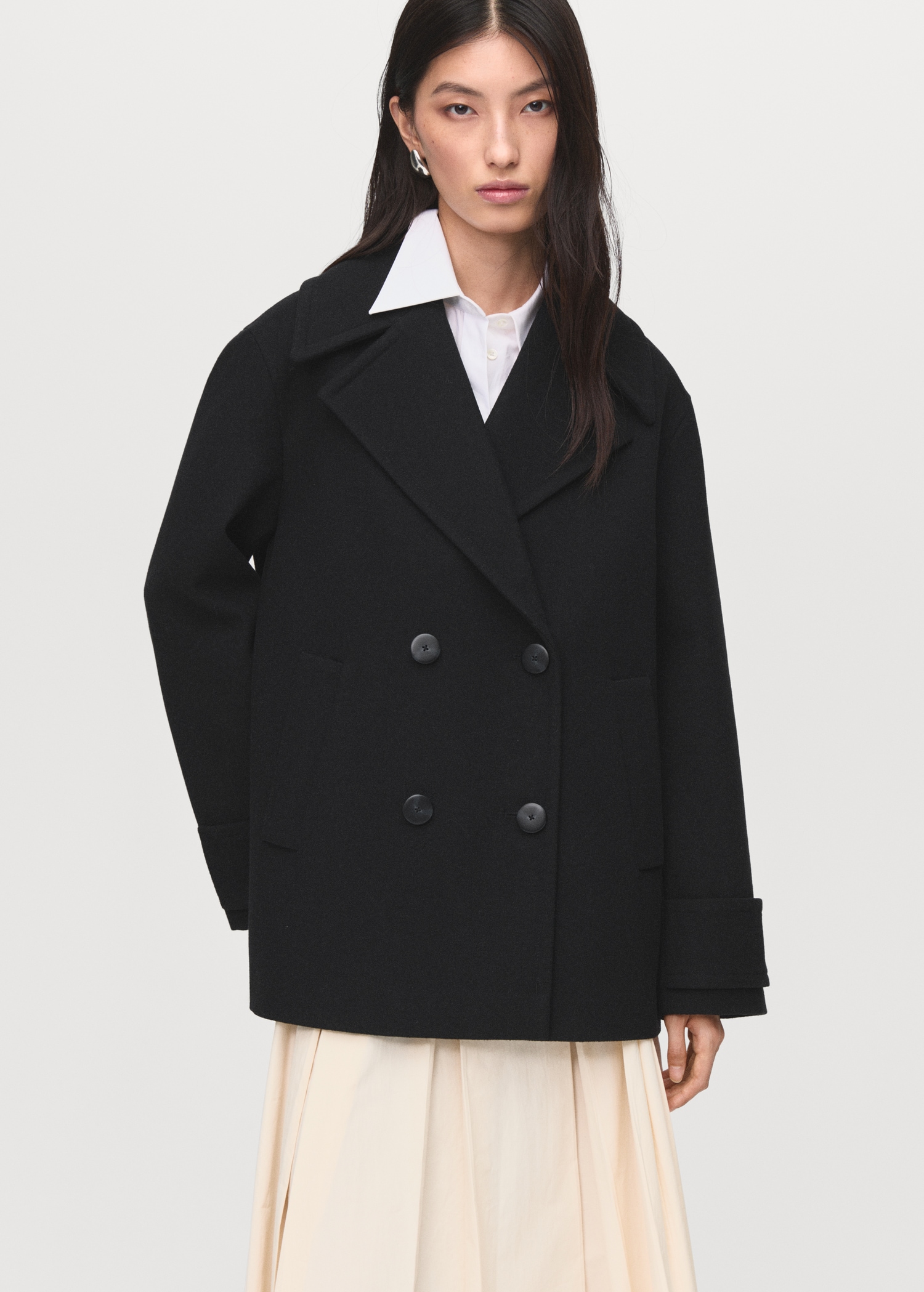 Double-Breasted Wool-Blend Coat - Women | Mango Usa
