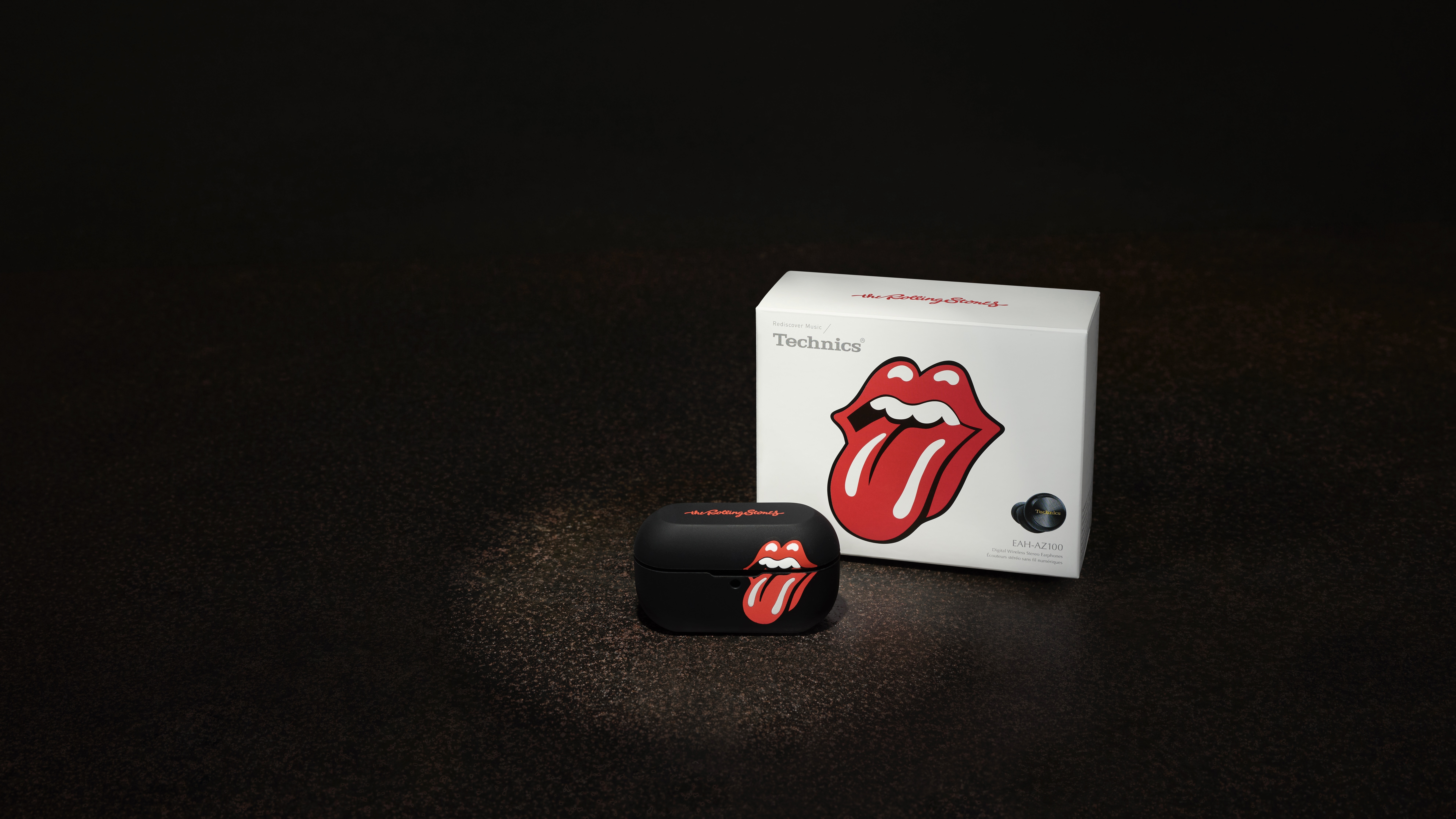 Technics EAH-AZ100 Rolling Stones limited edition on black background