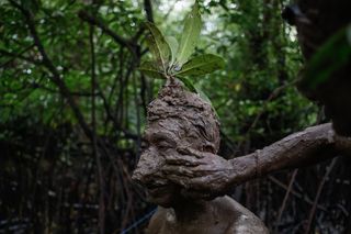 Taken in Bali, Indonesia, Johannes Panji Christo took this photo of a local Balinese man getting covered in mud during a bathing tradition, known locally as Mebuug Buugan