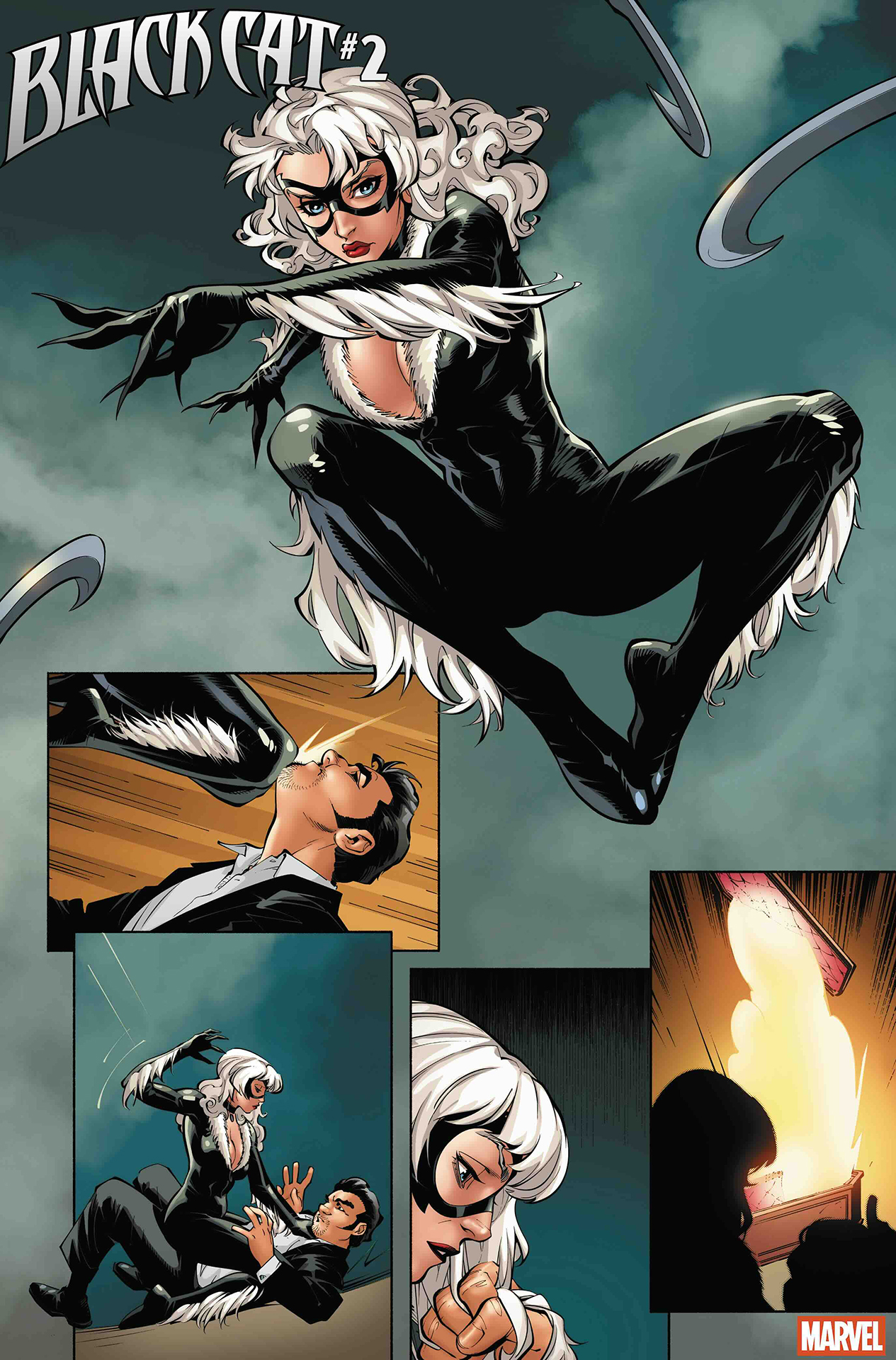 Black Cat leaping into action and tackling an enemy